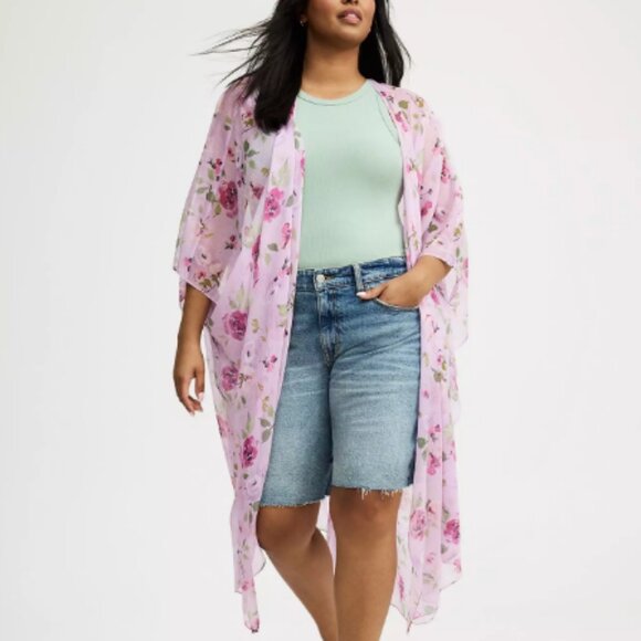 torrid Accessories - TORRID *BNWT* LILAC PINK FLORAL CHIFFON RUANA - ONE SIZE, FITS UP 1X-6X